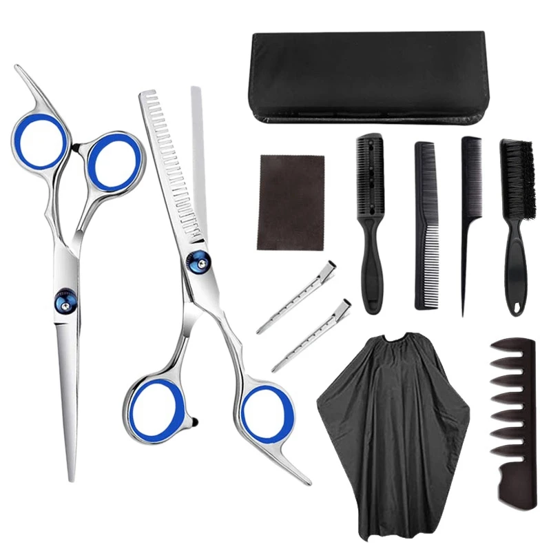 

12Pcs Professional Hairdressing Kit Flat Scissors Teeth Scissors Thinning Hair Salon Children Home Hairdressing Tool