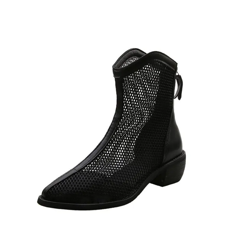 

Women's tennis boots British style Martin boots women's breathable thin thick heel boots women's cool boots