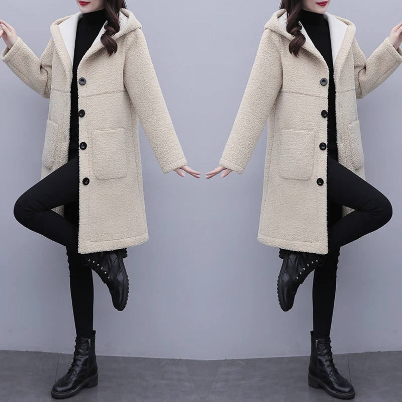 

Thickened Women Coats And Jackets Winter Hooded Long Cashmere Coat Chaqueta Mujer Casual Overcoat Casaco Feminino Jacket