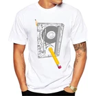 Мужская Повседневная футболка с перемоткой, модные хипстерские футболки с принтом в ленте, базовая футболка футболки с коротким рукавом