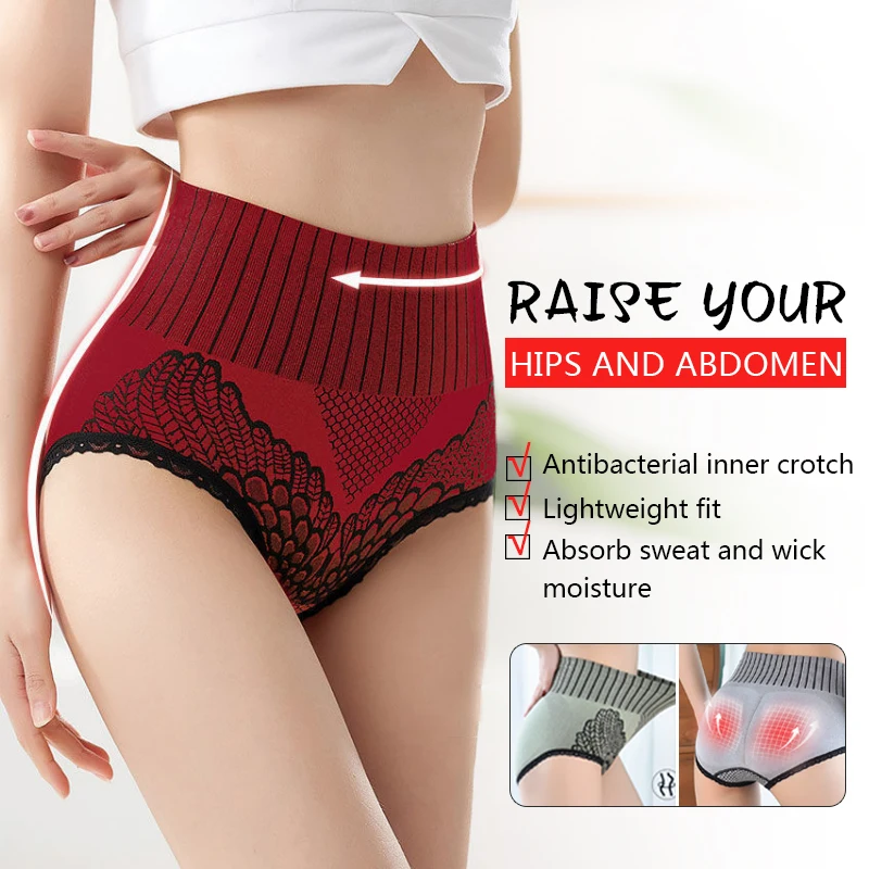 

2 Pcs Women's Seamless Panties High Waist Hip Lifting Abdominal Underwear Briefs Lady Shapewear Tummy Control Slimming Panties