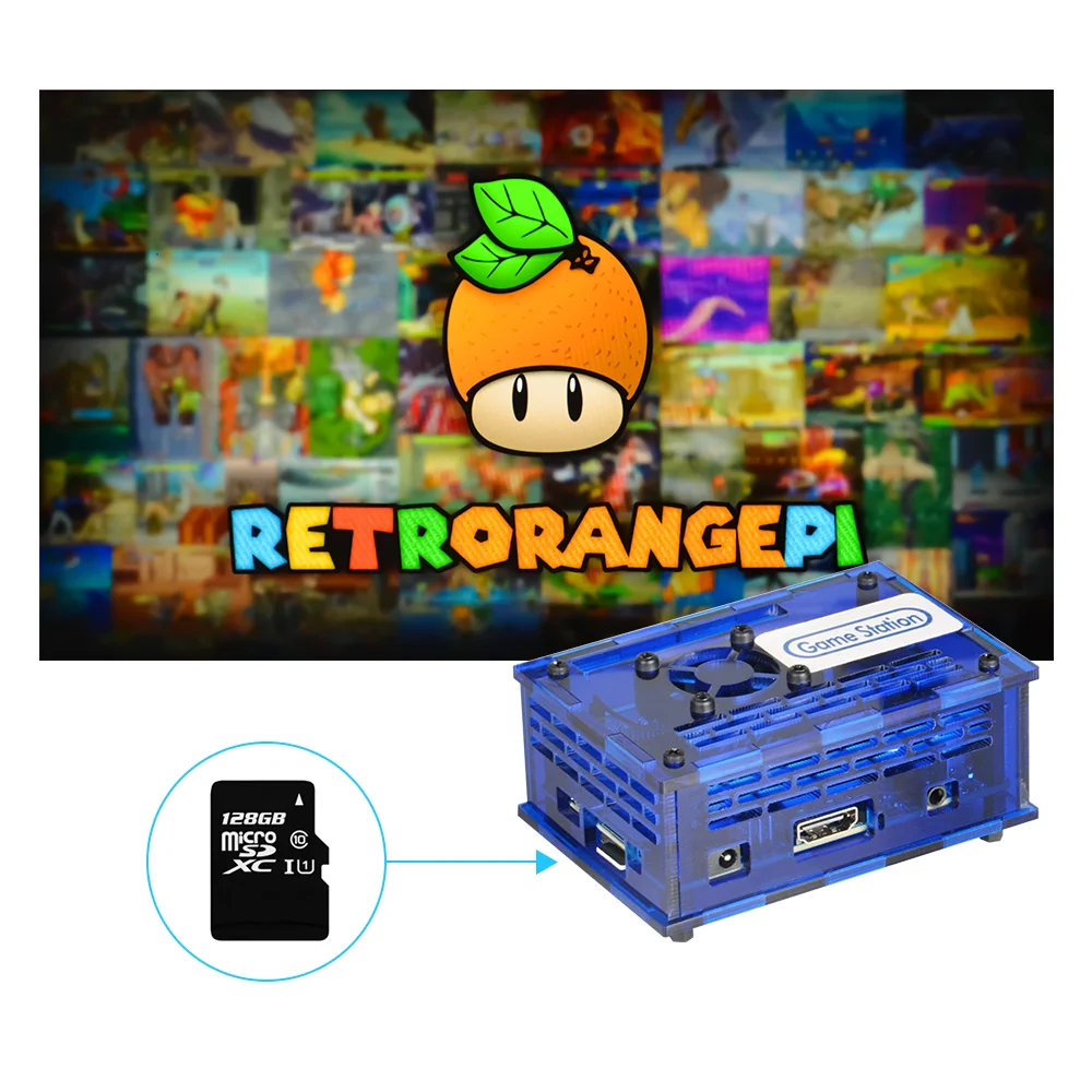 128 ГБ RETRORANGEPI игровая станция аркадная KODI настольный мини-ПК HDMI-Совместимость 17000 +