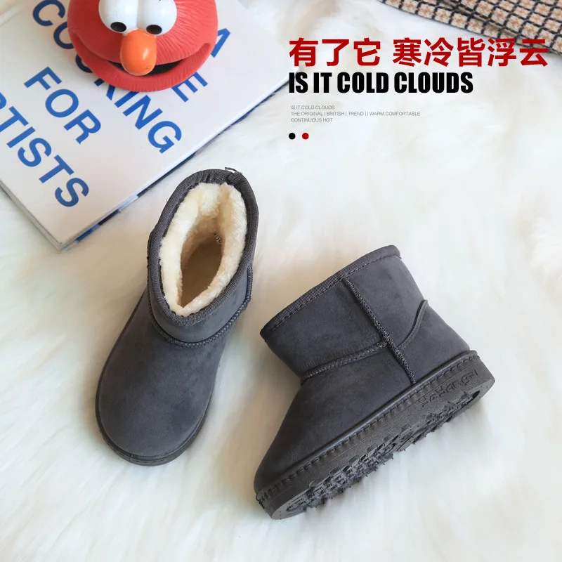 Детские зимние полусапоги без шнуровки хлопковые ботильоны домашние