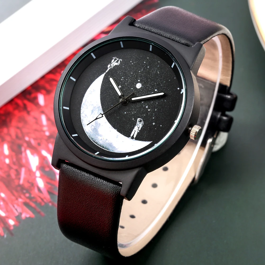 Мужские часы браслет подарочный набор кварцевые с рисунком астронавта мужские