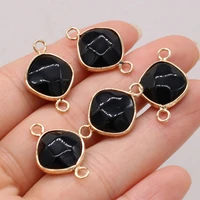 natural stone agates pendants square shape gold plated connectors for jewelry making diy necklaces bracelet women gifts