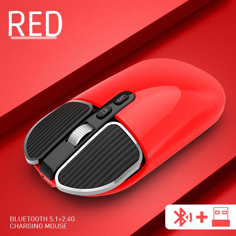 

Bluetooth Wireless 2.4Gz dual-channels Mouse for iPad Mac PC Laptop rechargeable