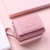 cute leather small wallet women luxury brands mini purse luxury 2021 new heart pink wallets for teen girls kids christmas gift