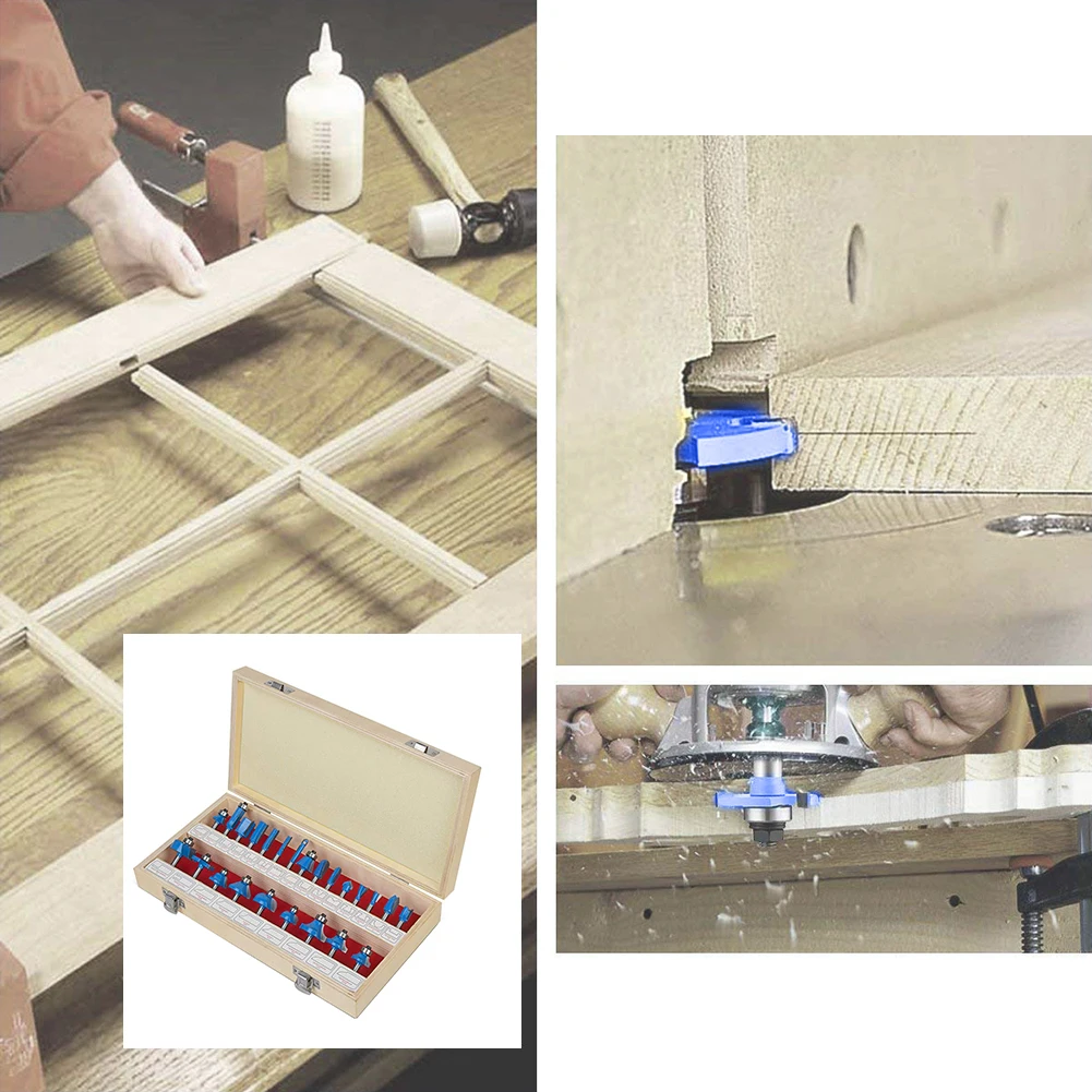 

24X Router Bits Woodworking Tools With 1/4 Inch Shank Tungsten Carbide Wood Router Bits Woodwork Tools For DIY Home Improvement