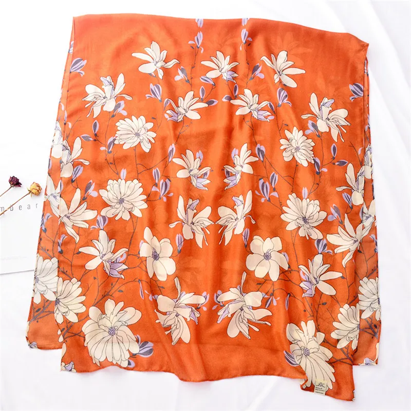 

Ladies Spain Fashion White Luxury Floral Viscose Shawl Scarf Autumn High Quality Muffler Foulard Sjaal Wrap Hijab Snood 180*90Cm