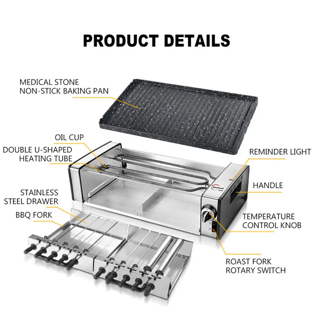 household electric grill barbecue machine korean barbecue skewers automatic rotating grill 10 skewers free global shipping