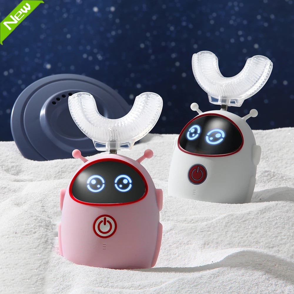 Brosse à dents électrique intelligente 360 Type U pour enfants de 2 à 12 ans, automatique, Ultra sonique, motif dessin animé