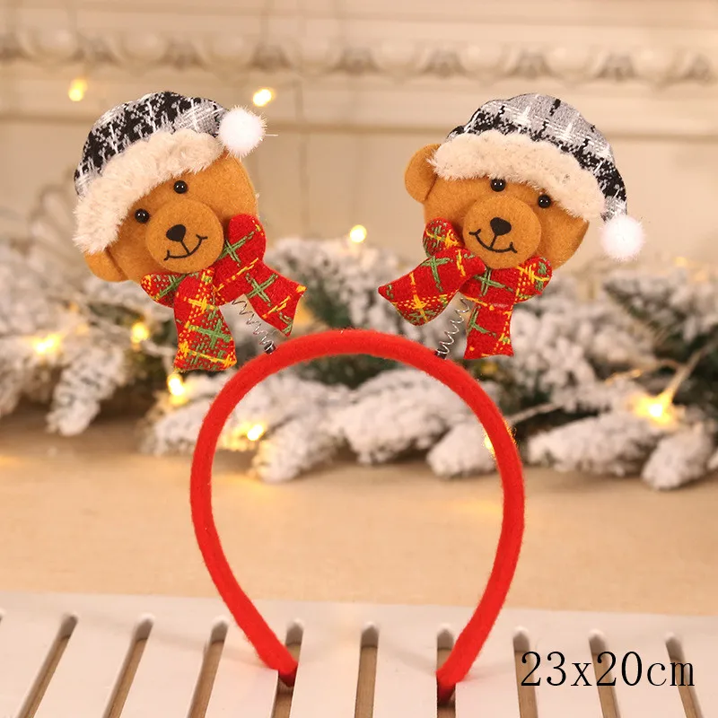 Рождественская повязка олень Санта снеговик украшения Рождественские украшения для детей взрослых Noel Декор Navidad год подарки - Цвет: style4-16-bear