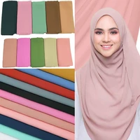 women plain bubble chiffon scarf hijab wrap printe shawls headband muslim scarves solid plain colors 10pcslot