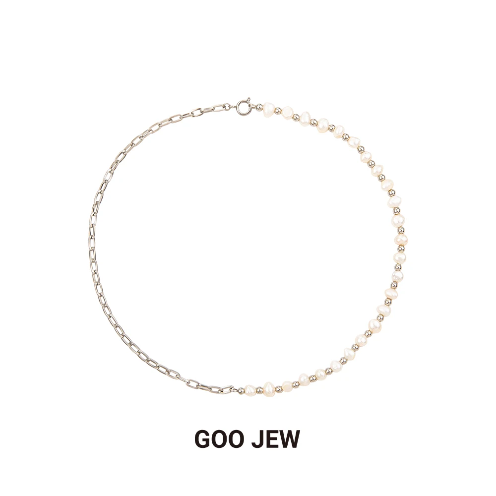 GOO JEW естественный неправильной формы жемчужное ожерелье сращивающаяся цепь из