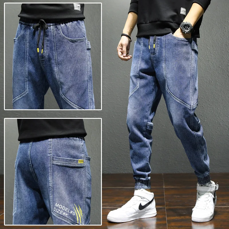 

Мужские джинсы зимние трендовые облегающие бархатные плотные повседневные брюки на осень и зиму 2021 новые модные корейские джинсы