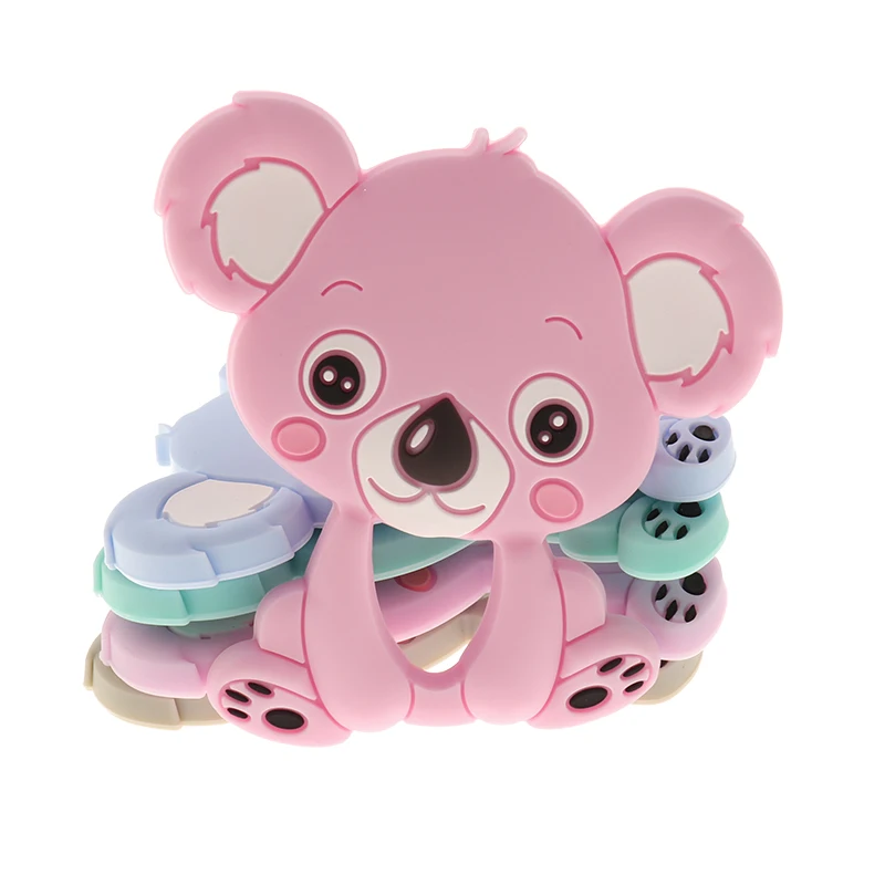 Mordedor de silicona para animales, collar de dentici&oacute;n de grado alimenticio, accesorios para colgante, Koala, unicornio, oso, erizo, Panda, sin Bpa, venta &uacute;nica-3