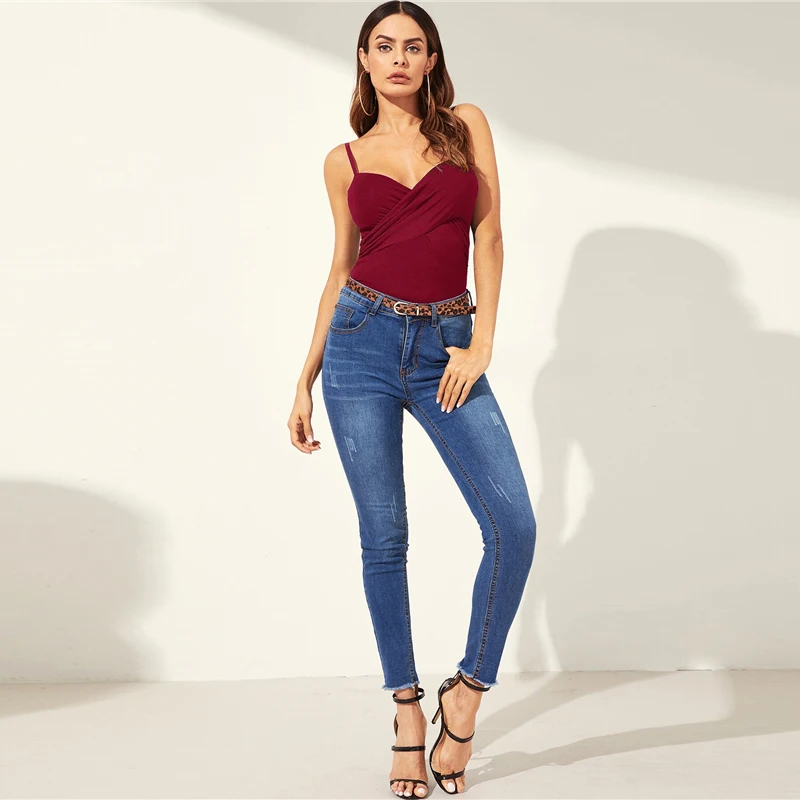 SHEIN/пикантные облегающие женские летние туфли с ремешками и v-образным вырезом для клуба