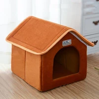 foldable dog house winter warm pet kennel bed mat leopard printed dog cat sleeping cushion puppy cat nest basket pet products