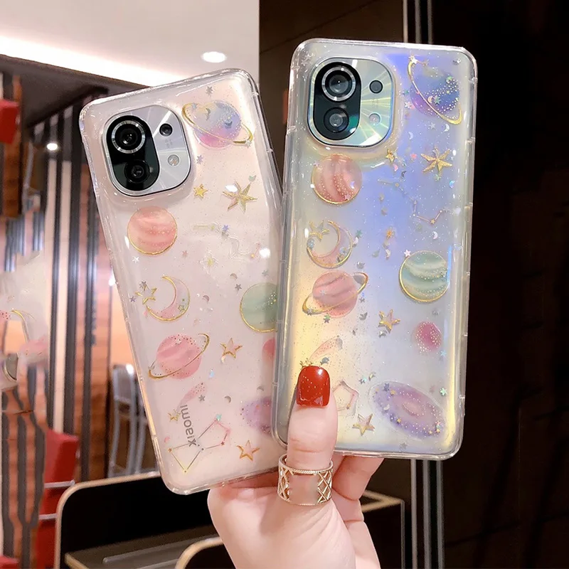 lovecom glitter planet star clear case for xiaomi redmi note 10 9 pro 10s 9s poco x3 pro nfc f3 f2 pro soft silicone phone cover free global shipping