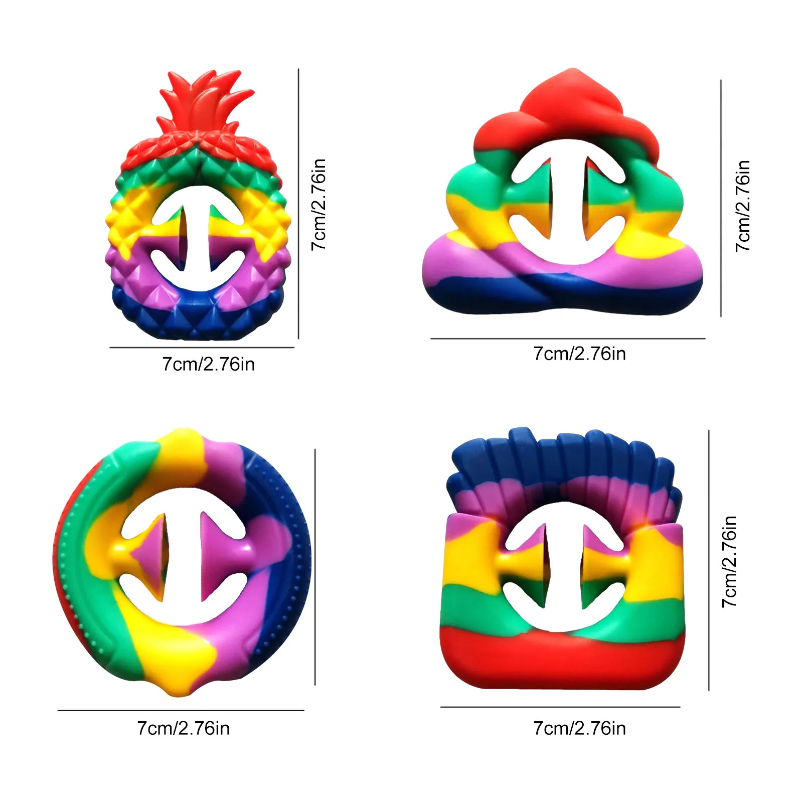 

4pcs Stress Relief Silicone Hand Toy Calming Toys Party Favors Decompression Stress Emotional Relief Portable Squeeze Toy