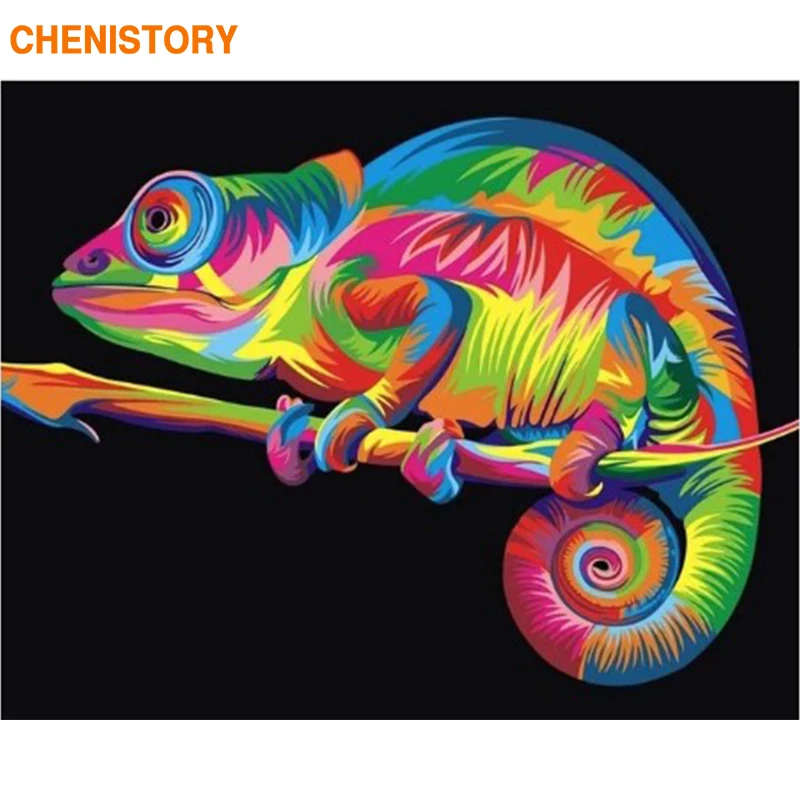 

CHENISTORY Chameleon Canvas Picture DIY Paint By Numbers Handpainted Wall Art Picture By Numbers Diy Gift For Home Decors 60*75