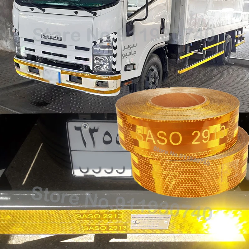 Купи CE E3 High Quality For Saudi SASO 2913 Reflective Tape 45.7M For Truck Plating Aluminium Adhesive Sticker Reflector Vehicle Tape за 588 рублей в магазине AliExpress