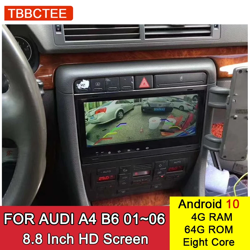 Автомобильный мультимедийный плеер RMC Android 10 восемь ядер 4 + 64 ГБ для Audi A4 b6 2001 ~ 2006 GPS