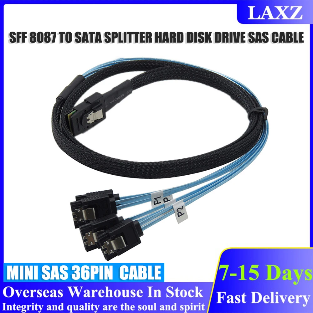 

Mini SAS 36pin SFF-8087 to 4-SATA adapter Multi Lane Forward Internal Cable 100cm 12Gbps Transmission Rate 6Gbit of SAS cable