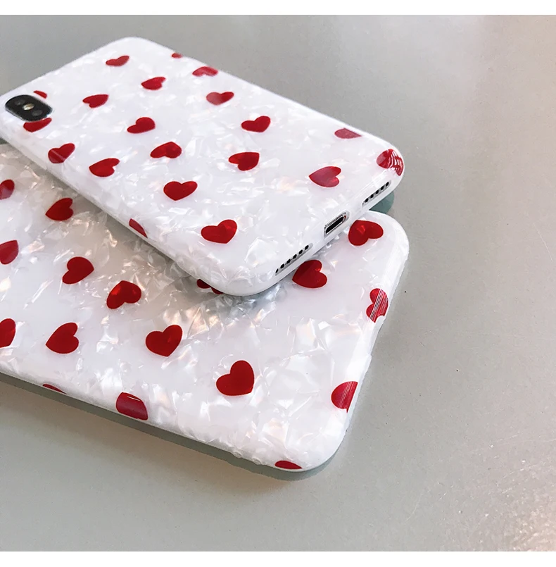 Korea Red Love Heart Phone Case for Iphone 11 Pro Max Xs Tpu Silicone Fritillaria Xr 6s 7 8 Plus Back Cover | Мобильные телефоны и
