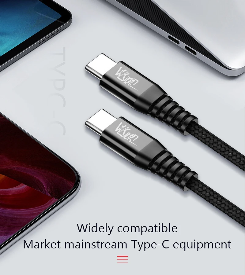 VVKing PD кабель для зарядки типа C-C кабель 1,2 м Быстрая зарядка для samsung huawei Xiaomi для MacBook PD3.0 type-C USB-C шнур для зарядки