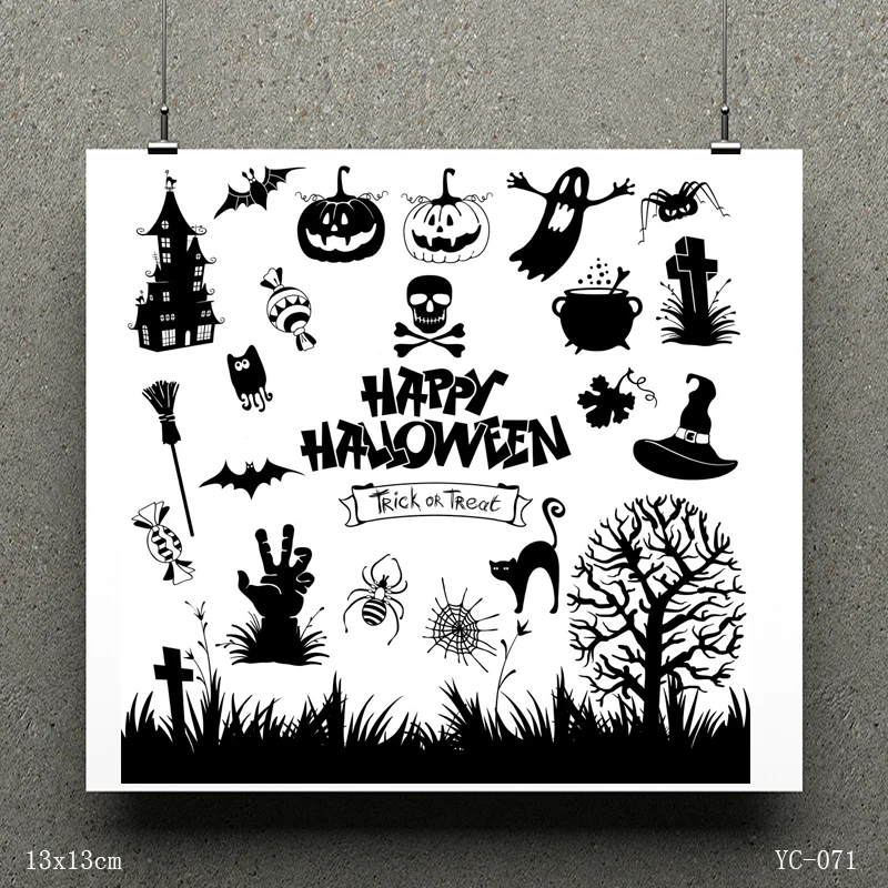 

Прозрачные штампы/печать AZSG «Хэллоуин» для скрапбукинга «сделай сам»/изготовления карт/Декорации фотоальбомов