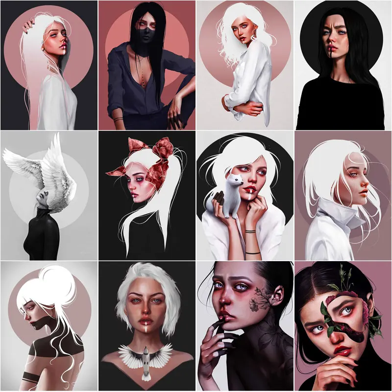 Алмазная 5D картина сделай сам крутая вышивка с белыми волосами для девочек