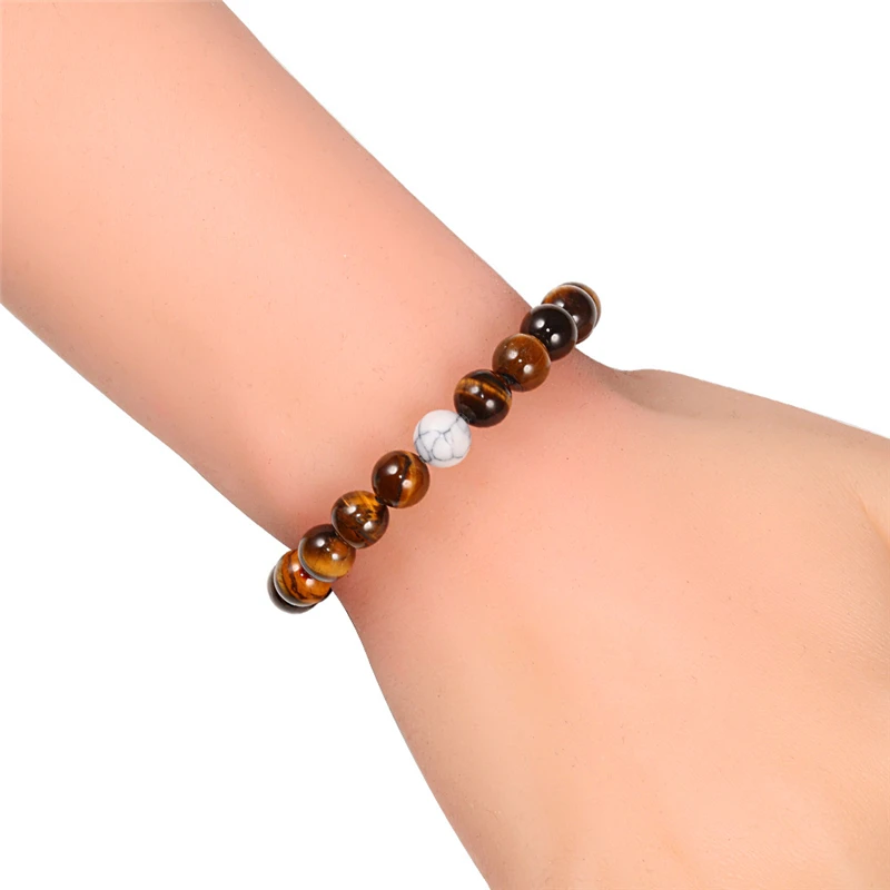 Браслет с бусинами тигровый глаз для мужчин и женщин Очаровательное украшение из