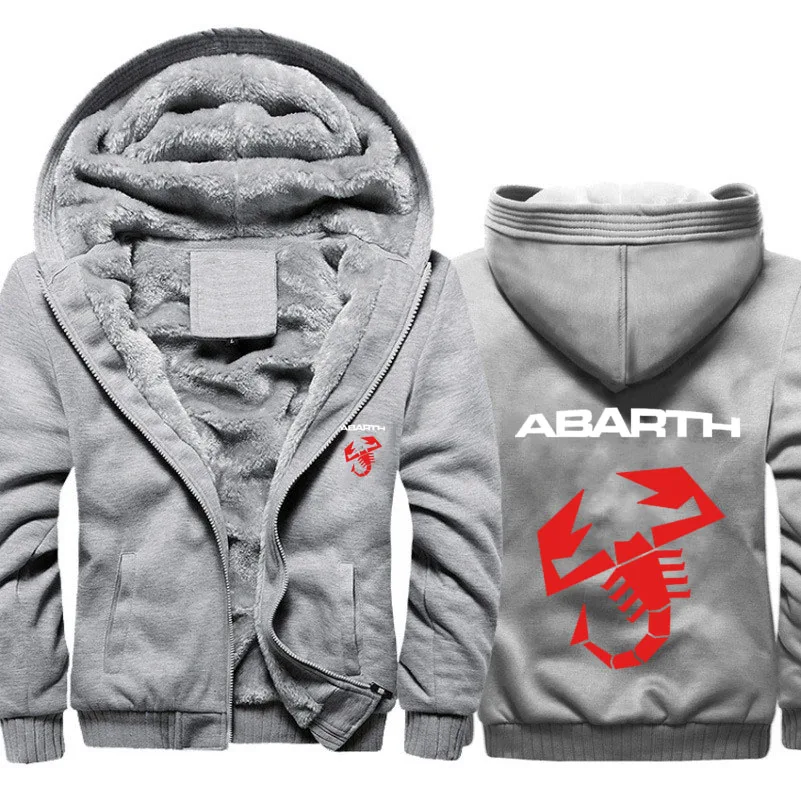 

Hoodies Men Abarth Car Logo Print Jacket Men Hoodies Winter Thicken Warm Fleece cotton Zipper Raglan Coat Male Tracksuits