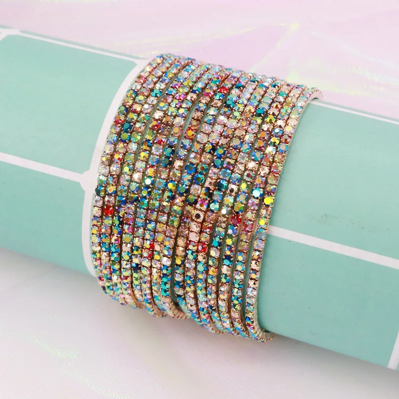 

Hot Sale 20Pcs/Lot 17cm Crystal Bracelets 2mm Charming Gold Bling Bling Rhinestone Metal Bangle Bracelet Jewelry DIY Accessories