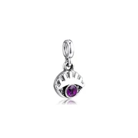 2019 me collection my eye dangle purple crystal charm beads for me link bracelets bangles women silver 925 jewelry small hole