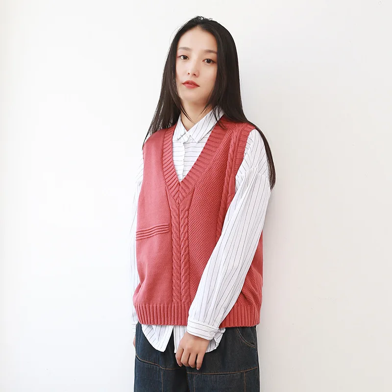 Женский трикотажный жилет Johnature однотонный мягкий Повседневный без рукавов с V