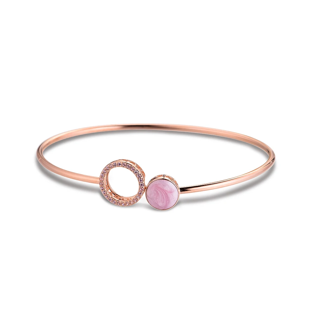 

Rose Pink Swirl Bangle 100% 925 Sterling Silver Jewelry Free Shipping