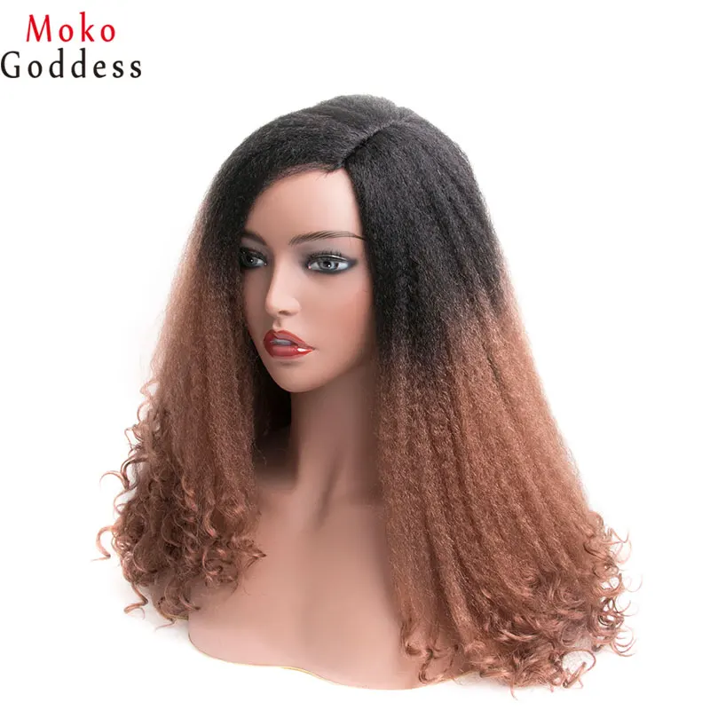 MoKoGoddess афро кудрявые вьющиеся парики для черных женщин Длинные Синтетические