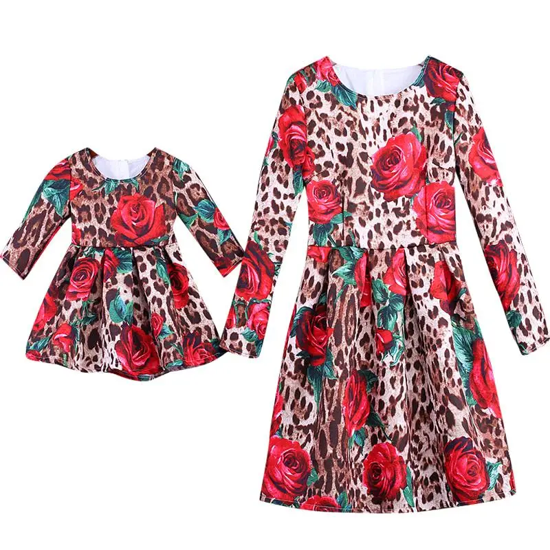 Платье с леопардовым принтом для мамы и дочери 2020|Сочетающаяся одежда семьи| |