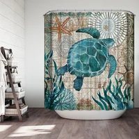 shower curtain turtle starfish dolphin mermaid octopus ocean cartoon polyester print waterproof bath bathroom curtain with hooks