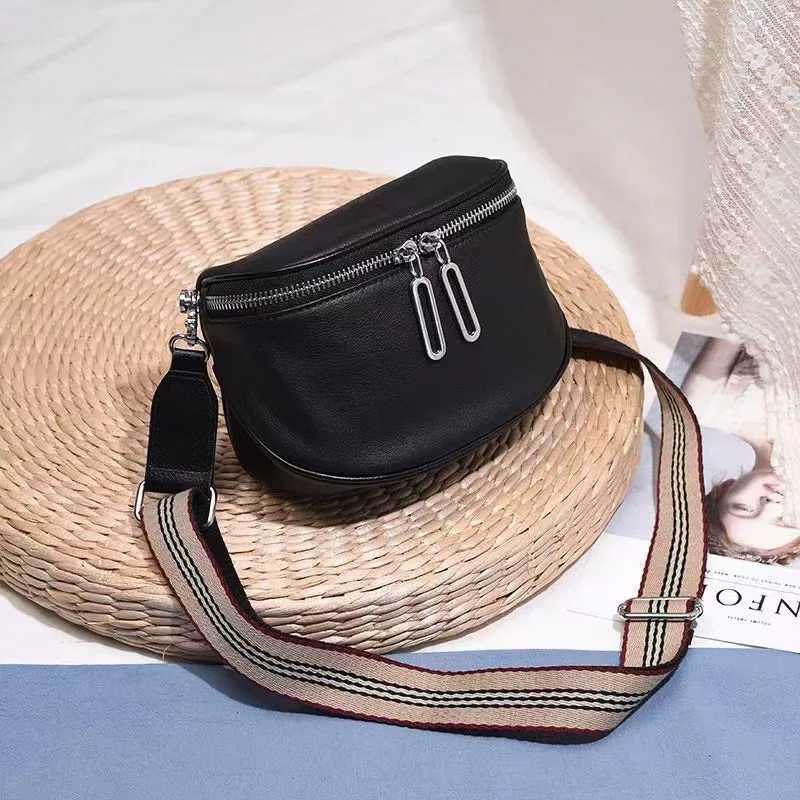 

Luxury Fashion Cowhide Cow Leather Wide Shoulder Bag Women's Handbags Crossbody Bag Messenger Bags Rivet Handbag High Quality