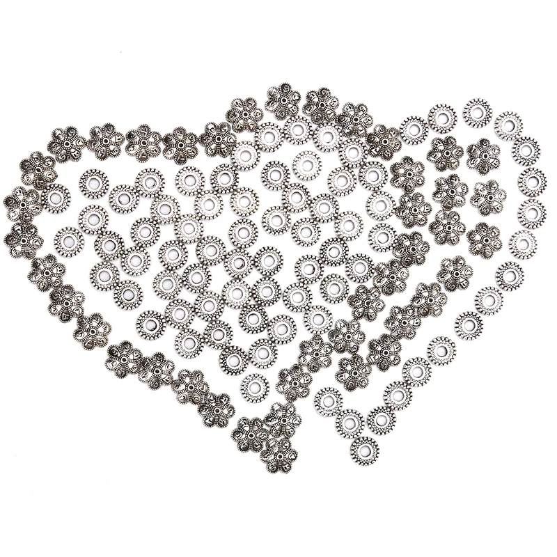 Новинка 100/50 шт тибетский серебряный цветок разделитель Бусины круглые