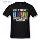 Потрясающая с января 1971 года, подарок на день рождения 50 лет, футболка, хлопковые футболки оверсайз, уличная одежда с коротким рукавом, футболки, топы