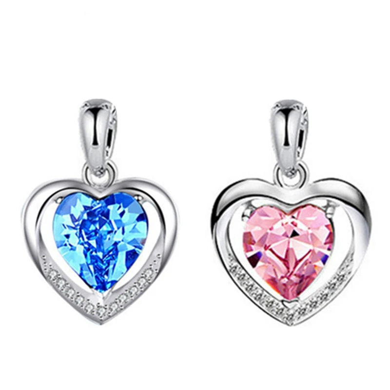 Милое ожерелье с подвеской вечное сердце цветной кулон в форме сердца синее