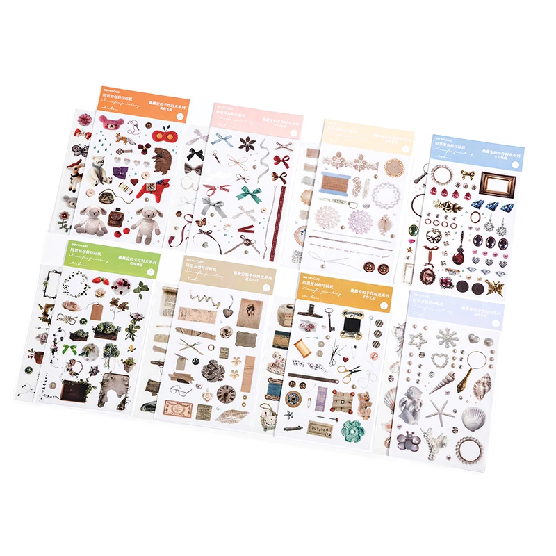 

2 Sheets/pack Of Children's Stickers Cartoon Cute Bowknot Lace Decoration Scrapbook Label Diary Stationery Photo Album Sticker