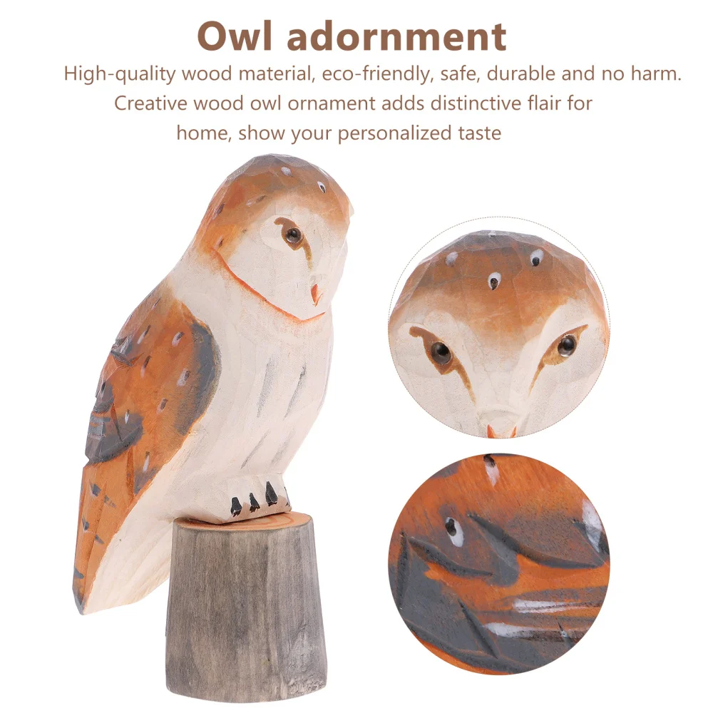 

Wooden Owl Sculpture Adornment Creative Home Decoration for Porch Living Room