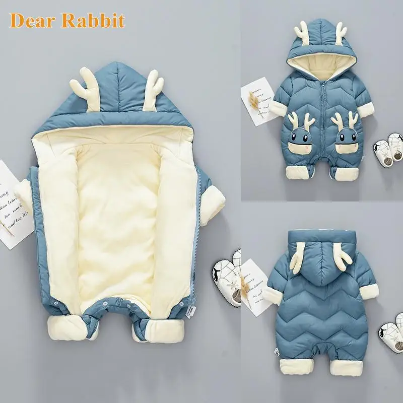 

New born Warm Baby coat Winter Hooded mantle Rompers Thick Outfit Jumpsuit Overalls Snowsuit Children Boys Clothing kids clothes