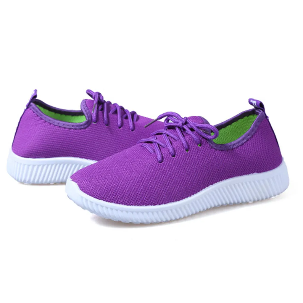 Women Sneakers Outdoor Solid Round Toe Breathable Loafers Soft Leisure Flat Running Shoes Sports Shoes Light Bottom Shoes#1007
