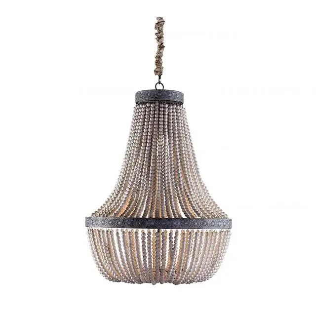 Антикварная Деревянная люстра из бисера винтажная Белая французская стильная